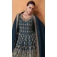 Embroidery Work Georgette Pakistani Aqua Blue Designer Sharara Suit - 8687183700