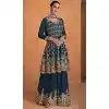 Embroidery Work Georgette Pakistani Aqua Blue Designer Plus Size Sharara Suit - 8687183700