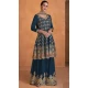 Embroidery Work Georgette Pakistani Aqua Blue Designer Sharara Suit - 8687183700
