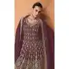 Embroidery Work Georgette Pakistani Purple Designer Plus Size Sharara Suit - 8687183701