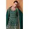 Embroidery Work Georgette Pakistani Teal Green Designer Plus Size Sharara Suit - 8687183702