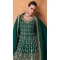 Embroidery Work Georgette Pakistani Teal Green Designer Sharara Suit - 8687183702