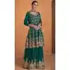 Embroidery Work Georgette Pakistani Teal Green Designer Plus Size Sharara Suit - 8687183702