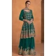 Embroidery Work Georgette Pakistani Teal Green Designer Sharara Suit - 8687183702
