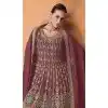 Embroidery Work Georgette Pakistani Mauve Designer Plus Size Sharara Suit - 8687183703