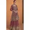 Embroidery Work Georgette Pakistani Mauve Designer Plus Size Sharara Suit - 8687183703