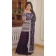 Viscose Jacquard Zari Embroidery Work Readymade Sharara Suit In Purple - 8693183727