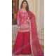 Viscose Jacquard Zari Embroidery Work Readymade Sharara Suit In Rani Pink - 8693183728
