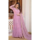 Lavender Faux Georgette Embroidered Readymade Gown Suit - 8694183729