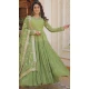 Pista Green Faux Georgette Embroidered Readymade Gown Suit - 8694183730