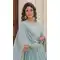 Sky Blue Faux Georgette Embroidered Readymade Gown Suit - 8694183731