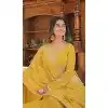 Yellow Faux Georgette Embroidered Readymade Gown Suit - 8694183732