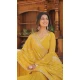 Yellow Faux Georgette Embroidered Readymade Gown Suit - 8694183732