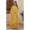 Yellow Faux Georgette Embroidered Readymade Gown Suit - 8694183732