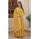 Yellow Faux Georgette Embroidered Readymade Gown Suit - 8694183732