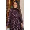 Classy Purple Embroidered Faux Blooming Readymade Gown Suit - 8695183733