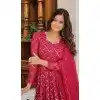 Beautiful Rani Pink Embroidered Faux Blooming Readymade Gown Suit - 8695183734