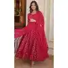 Beautiful Rani Pink Embroidered Faux Blooming Readymade Gown Suit - 8695183734