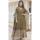 Faux Georgette Mehendi Green Sequins Work Readymade Gown Suit - 8696183735