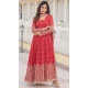 Faux Georgette Orange Red Sequins Work Readymade Gown Suit - 8696183736