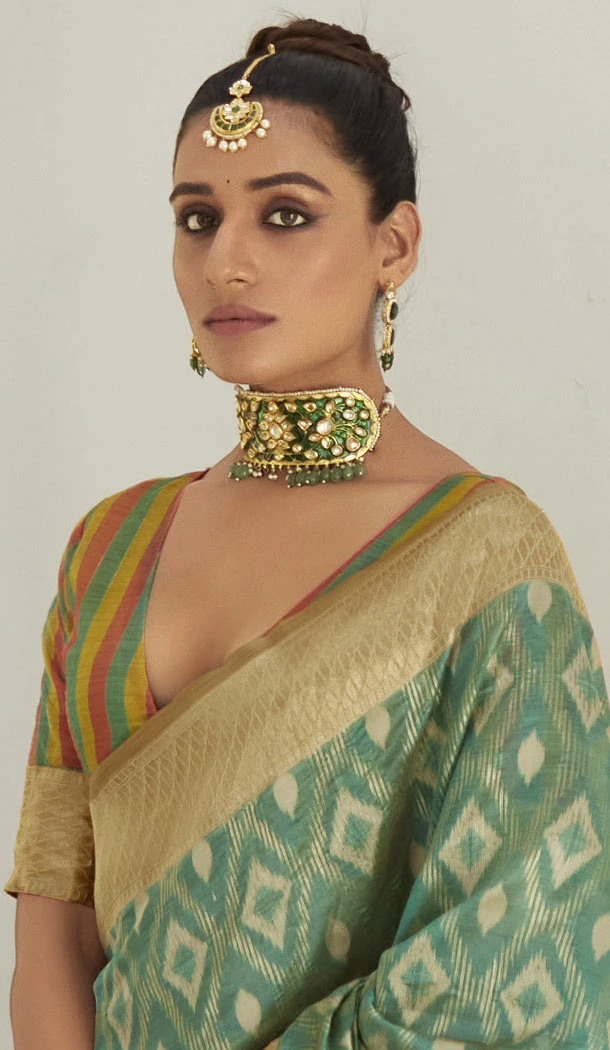 Weaving Work Organza Silk Party Wear Multi Color Heavy Indian Saree - 8707183834