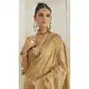 Gold Color Weaving Work Organza Silk Plus Size Indian Saree - 8707183835