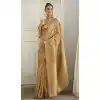 Gold Color Weaving Work Organza Silk Plus Size Indian Saree - 8707183835