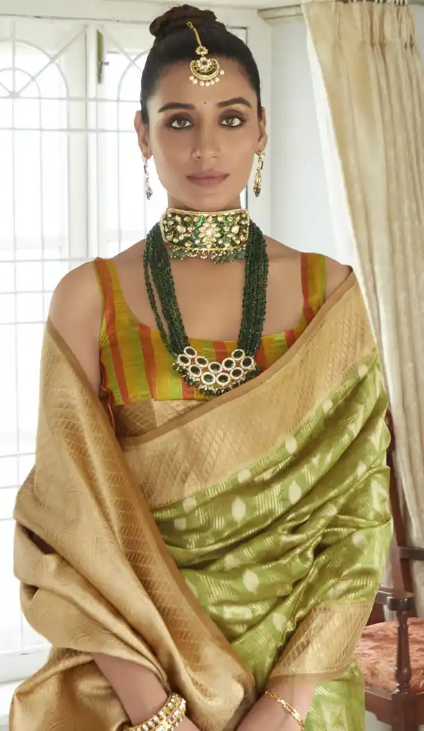 Green Color Weaving Work Organza Silk Indian Saree - 8707183838