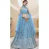 Georgette With Zari Embroidery Work Sky Blue Party Wear Plus Size Lehenga Choli - 8708183843