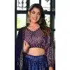 Dull Satin Digital Print Work Plus Size Navratri Lehenga Choli In Blue Color - 8713183864