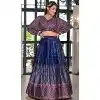 Dull Satin Digital Print Work Plus Size Navratri Lehenga Choli In Blue Color - 8713183864