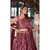 Dull Satin Digital Print Work Plus Size Navratri Lehenga Choli In Mulberry Color - 8713183865