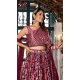 Dull Satin Digital Print Work Navratri Lehenga Choli In Mulberry Color - 8713183865