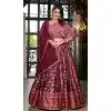 Dull Satin Digital Print Work Plus Size Navratri Lehenga Choli In Mulberry Color - 8713183865