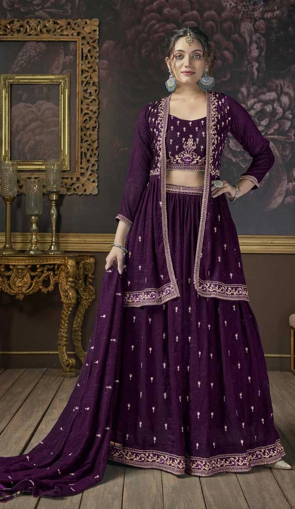 Purple Color Premium Silk Embroidery Work Designer Lehenga Suit -8851184475