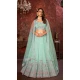 Faux Georgette Embroidery Work Wedding Lehenga Choli in Mint Green -8804184239