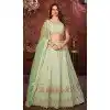 Faux Georgette Embroidery Work Plus Size Wedding Lehenga Choli in Pista Green -8804184243