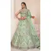 Net Sequence Work Plus Size Bridal Wear Lehenga Choli in Turquoise -8824184343