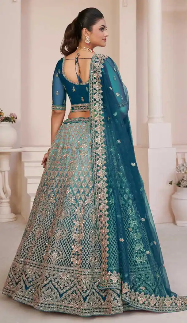 Net Sequence Work Bridal Wear Lehenga Choli in Blue -8824184350