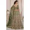 Net Thread Sequence Work Plus Size Bridal Wear Lehenga Choli in Green -8824184352