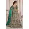 Turquoise Net Thread Sequence Work Plus Size Bridal Wear Lehenga Choli -8824184353
