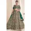 Turquoise Net Thread Sequence Work Plus Size Bridal Wear Lehenga Choli -8824184353