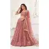 Butterfly Net Sequence Embroidery Work Plus Size Designer Lehenga in Pink -8887184657
