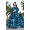 Georgette Sequence Embroidery Work Teal Blue Color Plus Size Lehenga Choli -8893184675