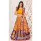 Print Work Silk Gujarati Garba Navratri Lehenga Chaniya Choli in Mustard -8911184773