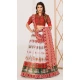 Print Work Silk Gujarati Garba Navratri Lehenga Chaniya Choli in Red -8911184775