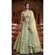 Soft Net Zari Thread Work Mehendi sangeet wear Lehenga in Pista Green -8964185032