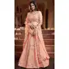 Georgette Zari Work Plus Size Mehendi sangeet wear Lehenga in Peach Orange -8964185035