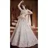 Soft Net Zari Work Plus Size Mehendi sangeet wear Lehenga in Grey -8964185036