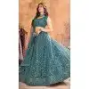 Teal Blue Color Soft Net Sequence Work Plus Size Designer Lehenga Choli -8966185039